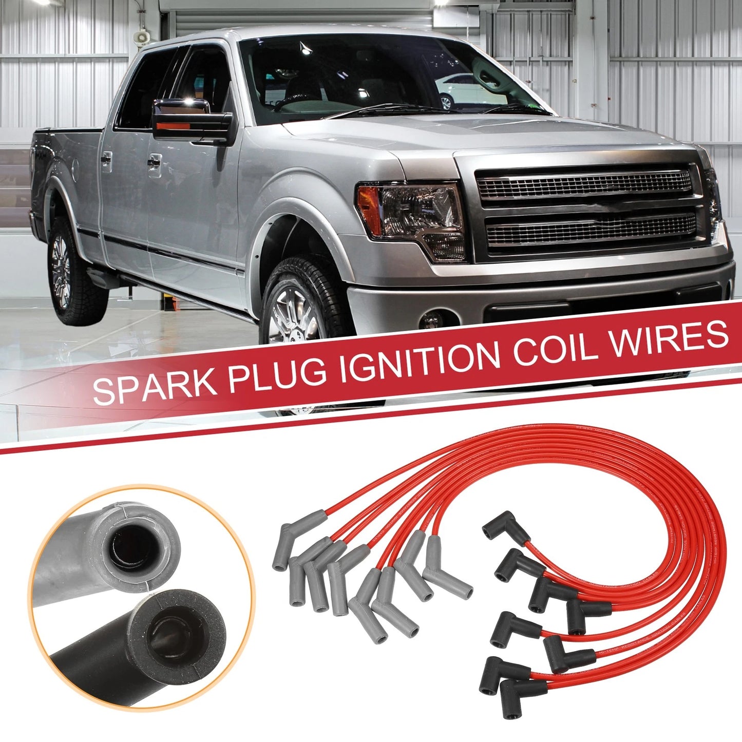 8 Pcs Spark Plug Wire Ignition Coil Cables for Ford SBF Small Block