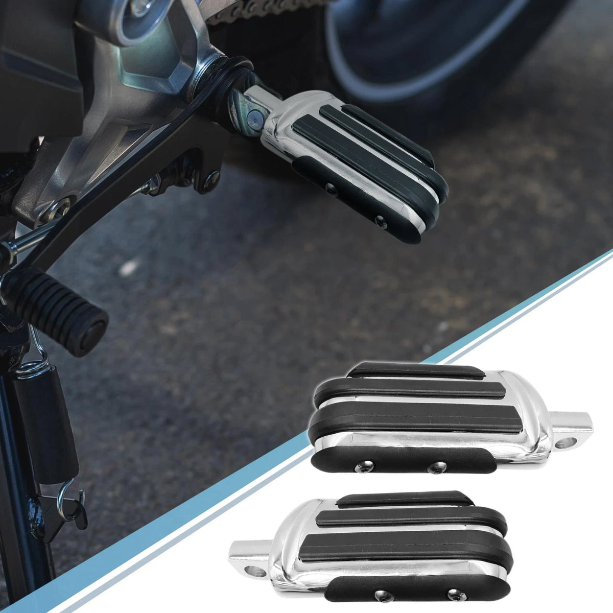 Pair 10mm Aluminum Aolly Rubber Rearsets Footrest Footpeg Black for All Models