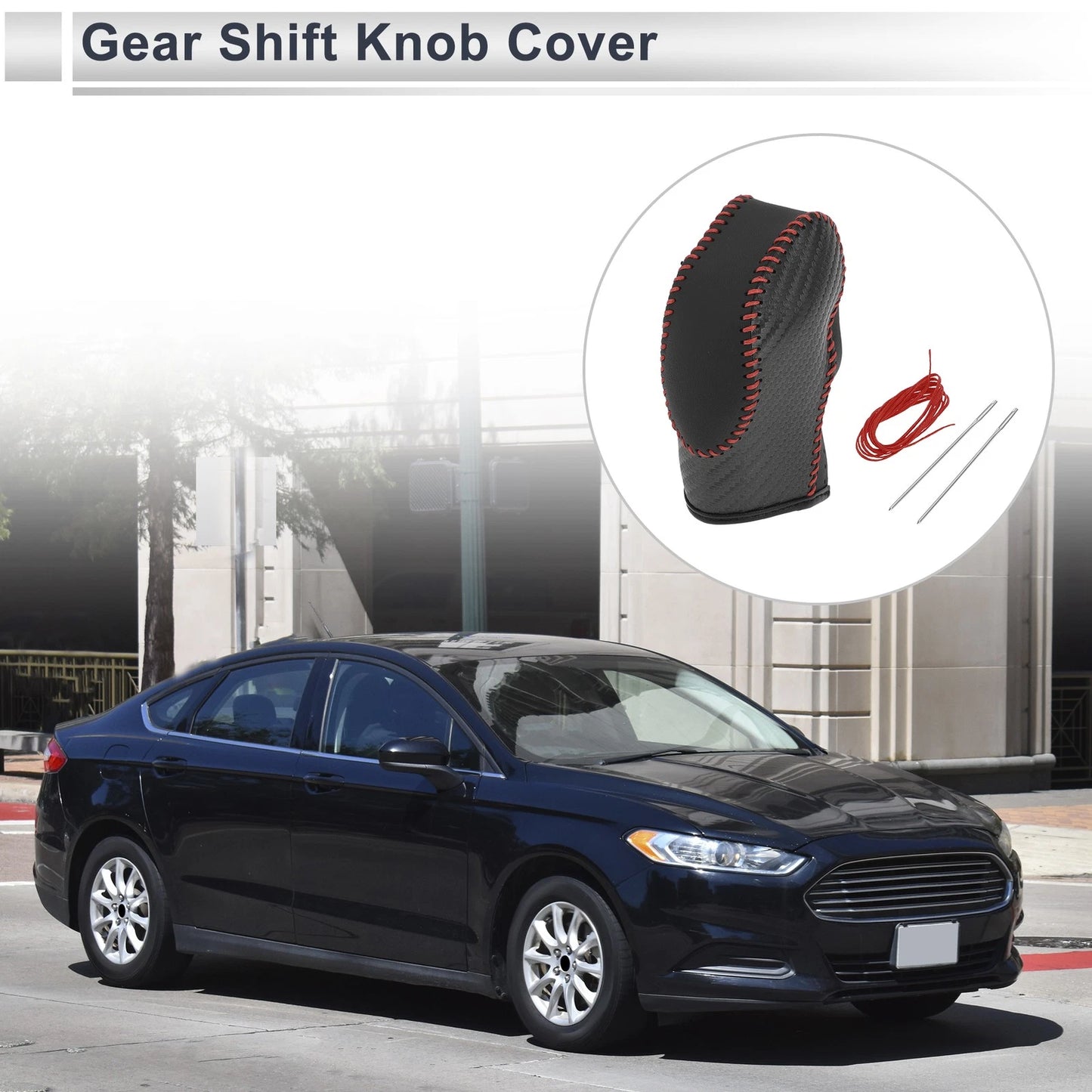 Black Carbon Fiber Gear Shift Knob Cover for Ford