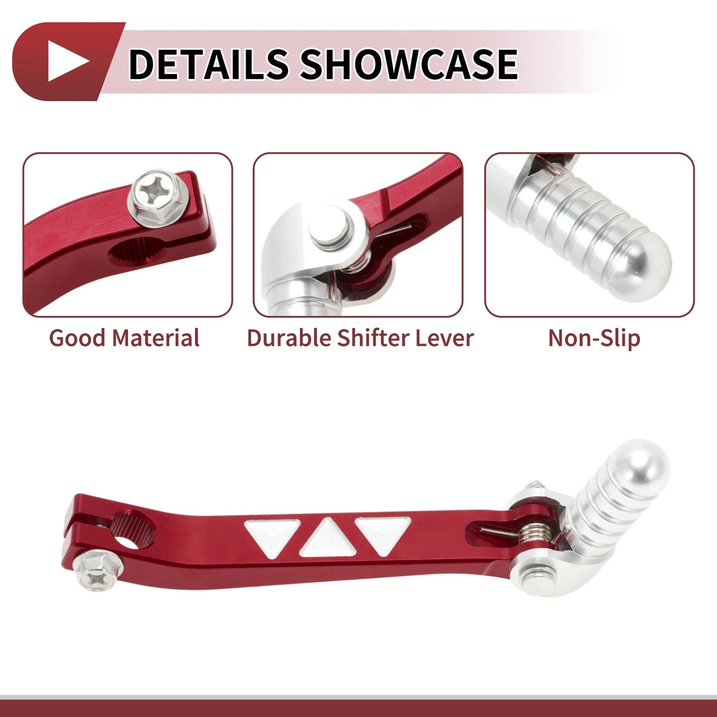 Folding Motorcycle Gear Shifter Lever for Kayo T4 Red Silver Tone Head