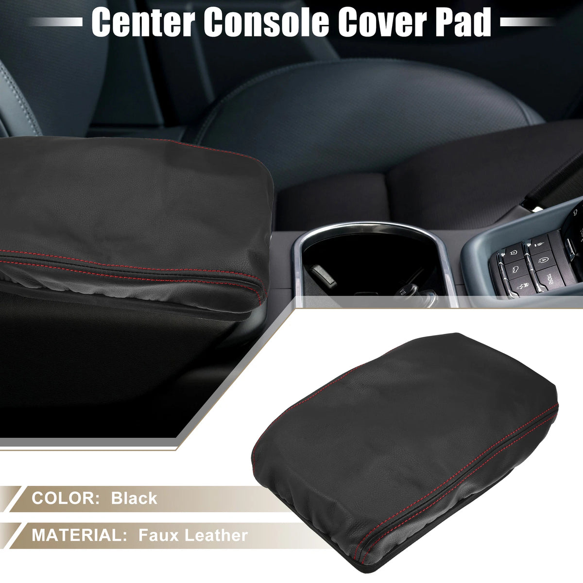 Center Console Armrest Cover for Toyota Highlander (2014-2023) Black Red Line