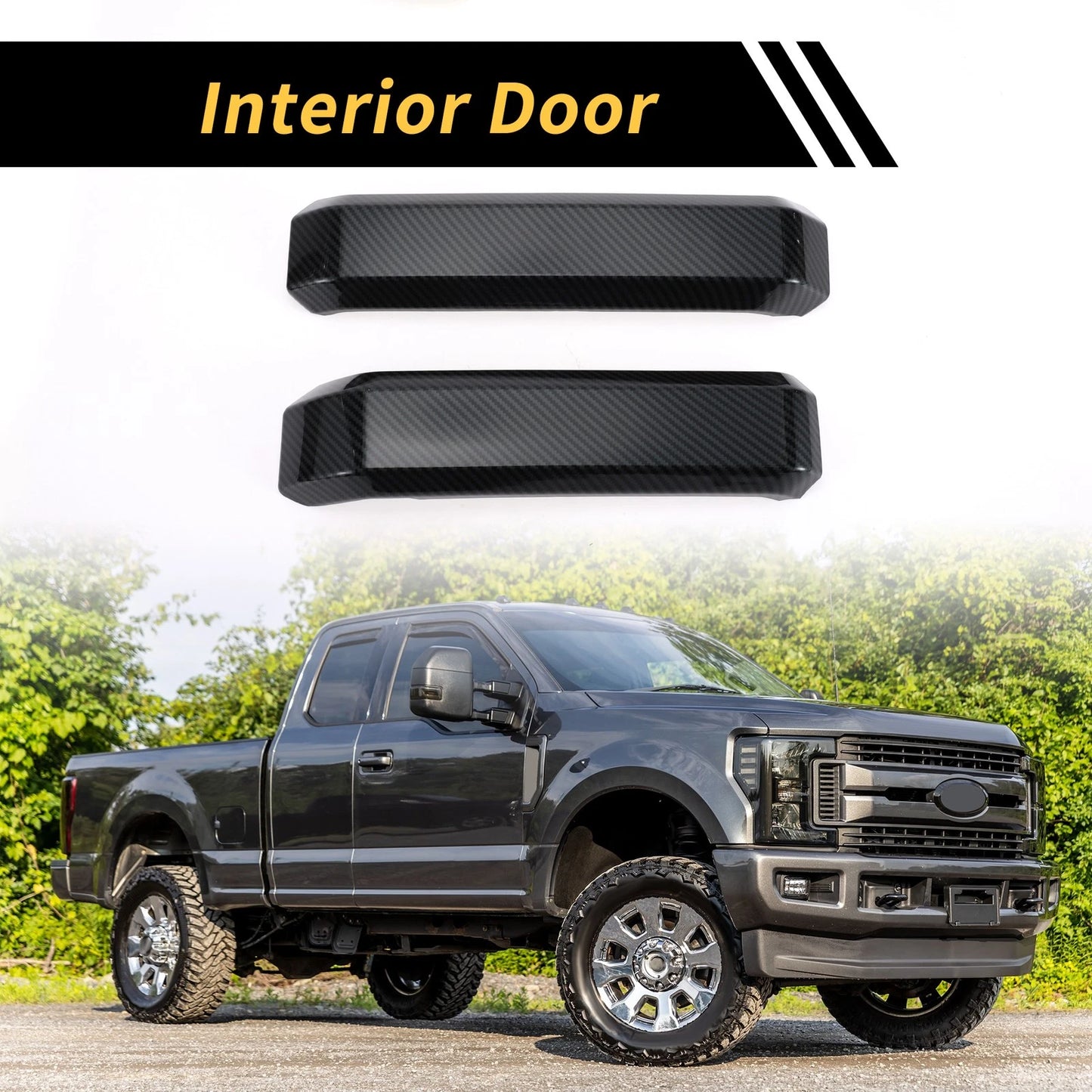 Interior Door Handle Cover Trims for Ford F-150 (2015-2020) - 2 x Carbon Fiber