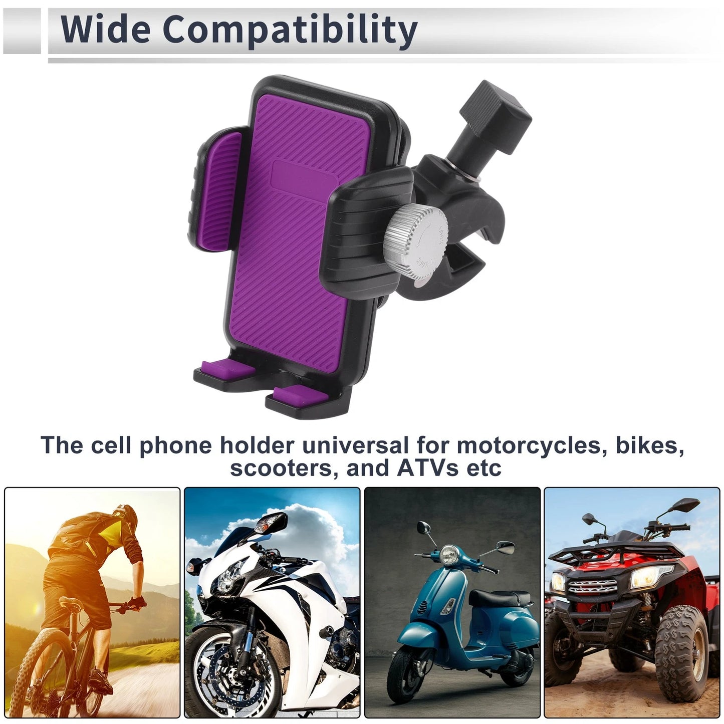 Phone Mount Holder 4.7-7.2in Aluminum Alloy Purple for Motorcycle