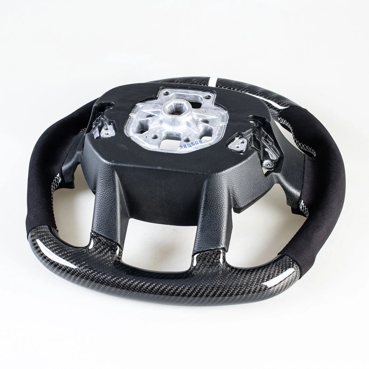 Steering Wheel Carbon Flat Bottom Suede for Ford F150 F250 F350 F450 (15-22)