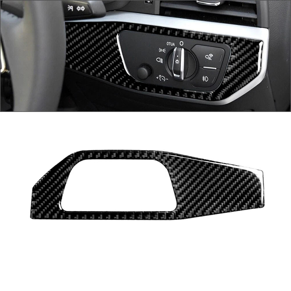 Carbon Fiber Headlight Switch Panel Cover Trim for Audi A4 B9 S4 RS4 A5 (2016-2023)
