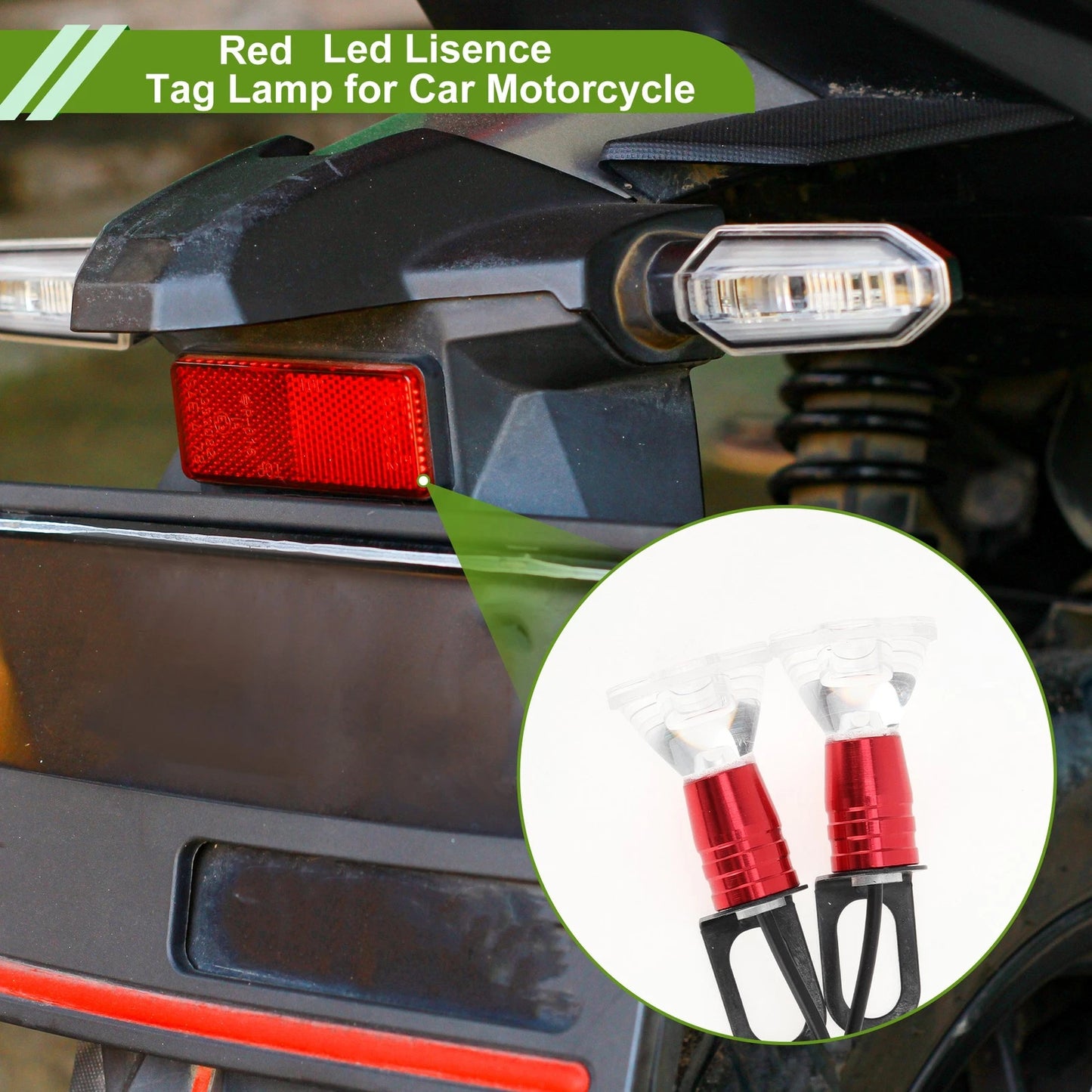 2 x License Plate Light Led Tag Lamp for Car Motorcycle Rainproof Red
