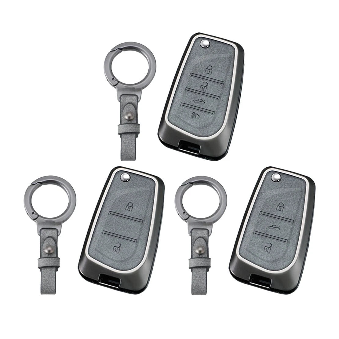 Key Cover Case with Key Fob for Toyota RAV4, Camry, C-HR, Hilux (2016-2023)