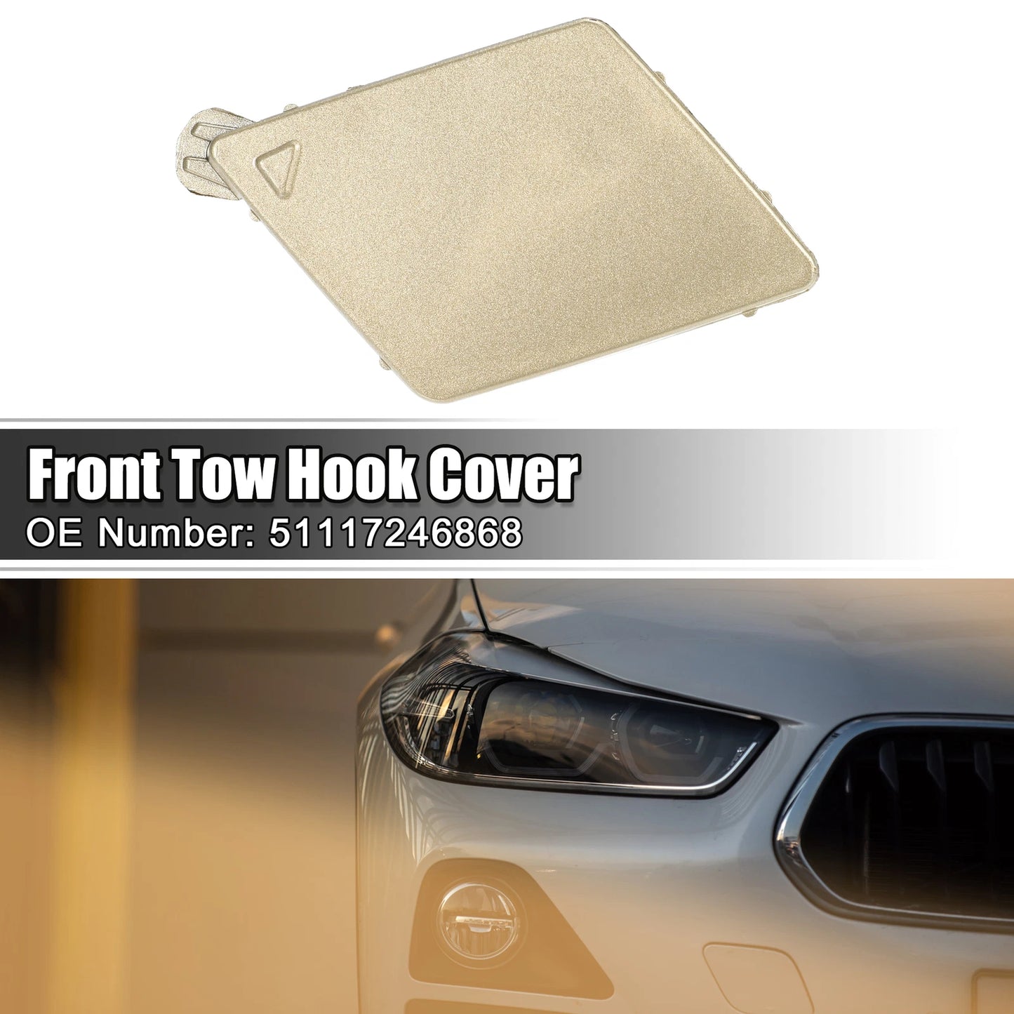 Front Bumper Tow Hook Cover for BMW 5 Series F10 F11 (2011-2017) Gold Tone