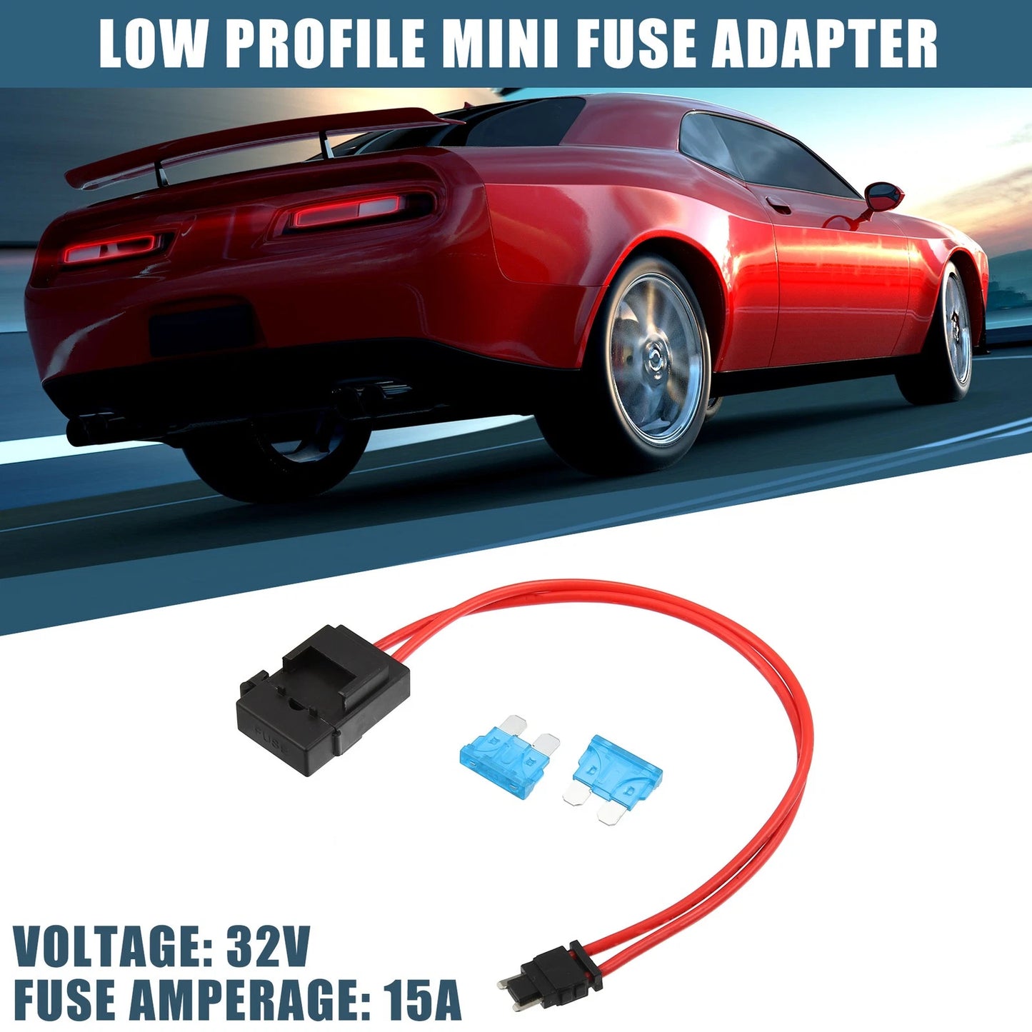15A Low Profile Mini Fuse Adapter for Cars