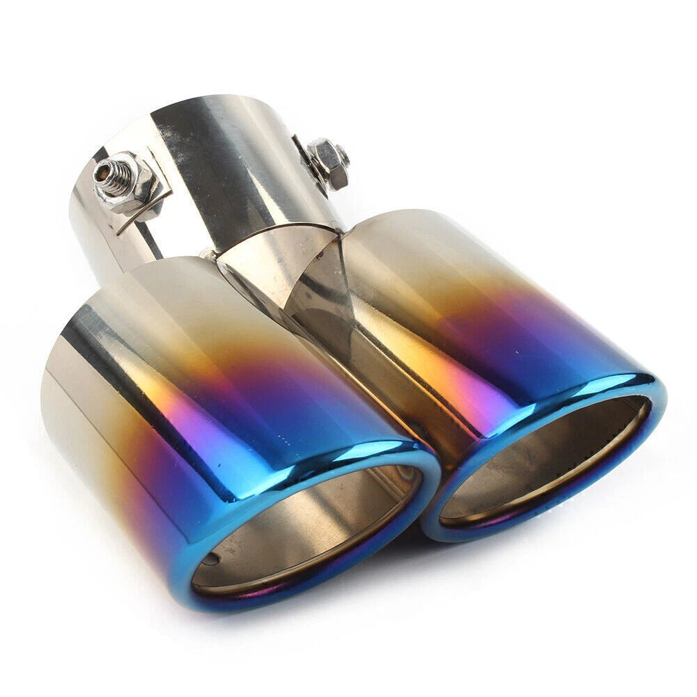 Dual Stainless Steel Rear Exhaust Pipe Tail Muffler Tip for Universal Car