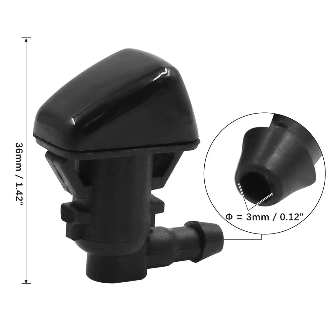 2 x Black ABS Front Windshield Cleaning Nozzles for Ford Escape (2001-2012)