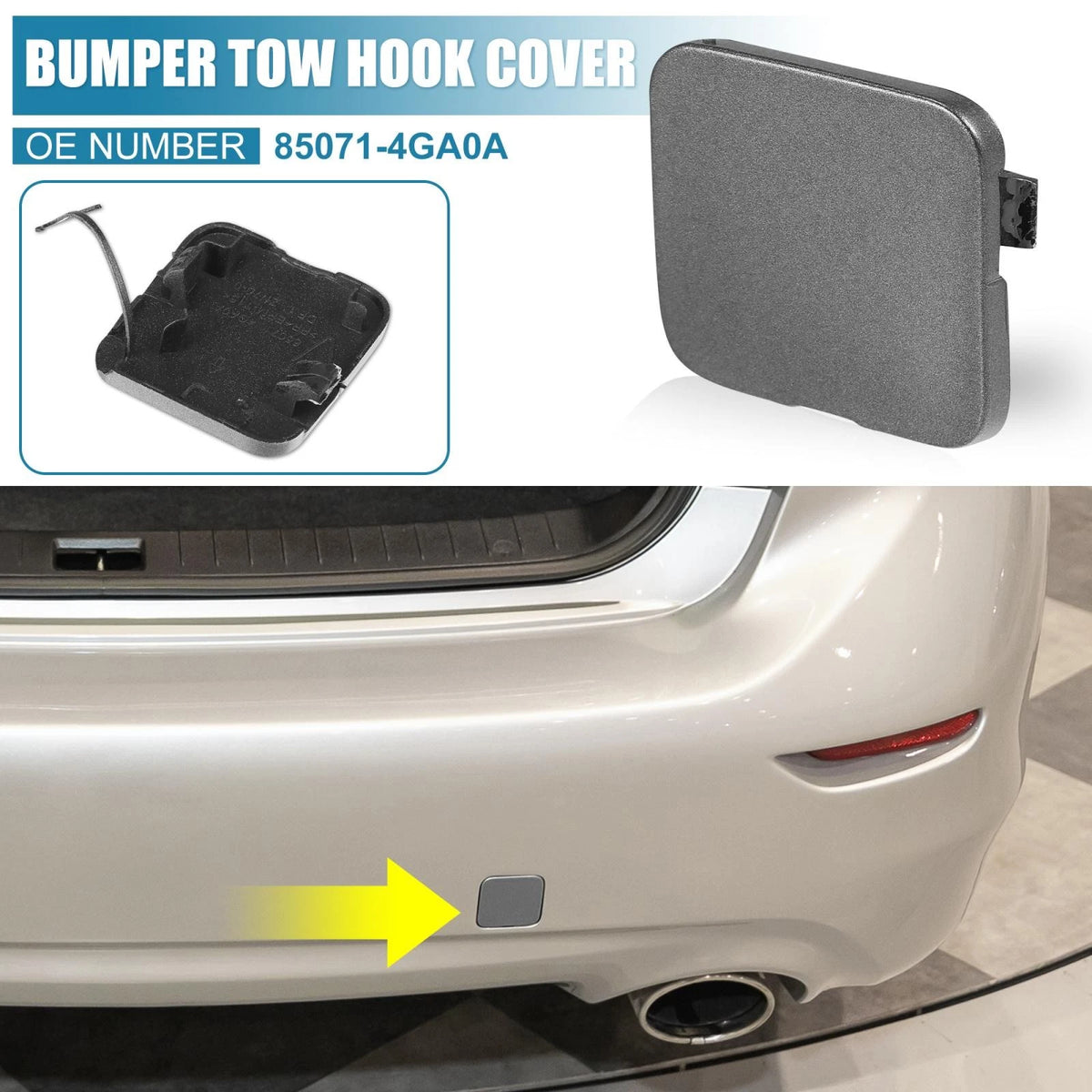 Rear Bumper Tow Hook Cover Gray for Infiniti Q50 (2014-2018)