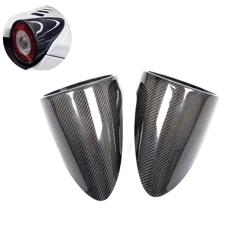 DRY Carbon Fiber Rear Taillight Lamp Caps Trim For Ferrari 458 Italia Spider 10+