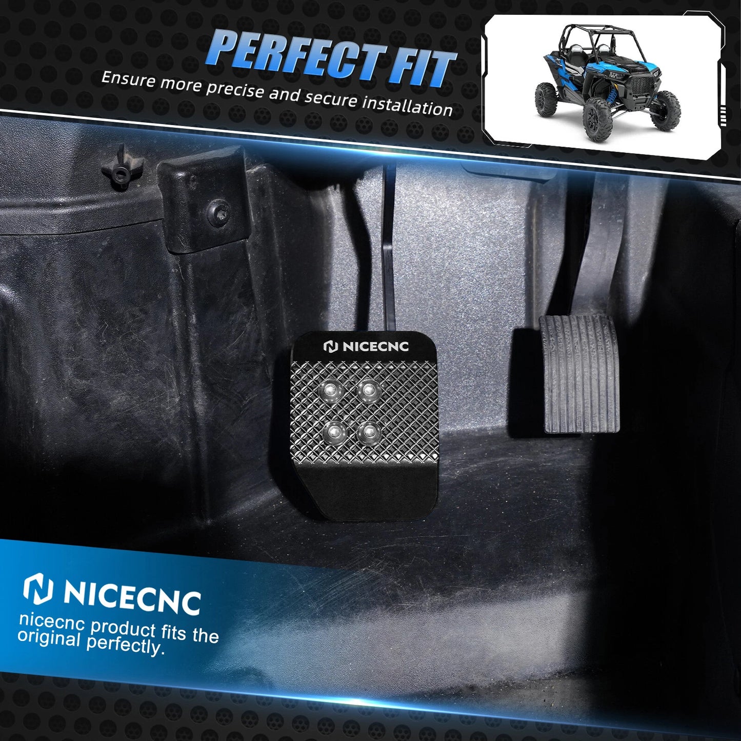 Brake Pedal Extender for Polaris RZR XP 1000, 900 (2014-2021, 2015-2020)