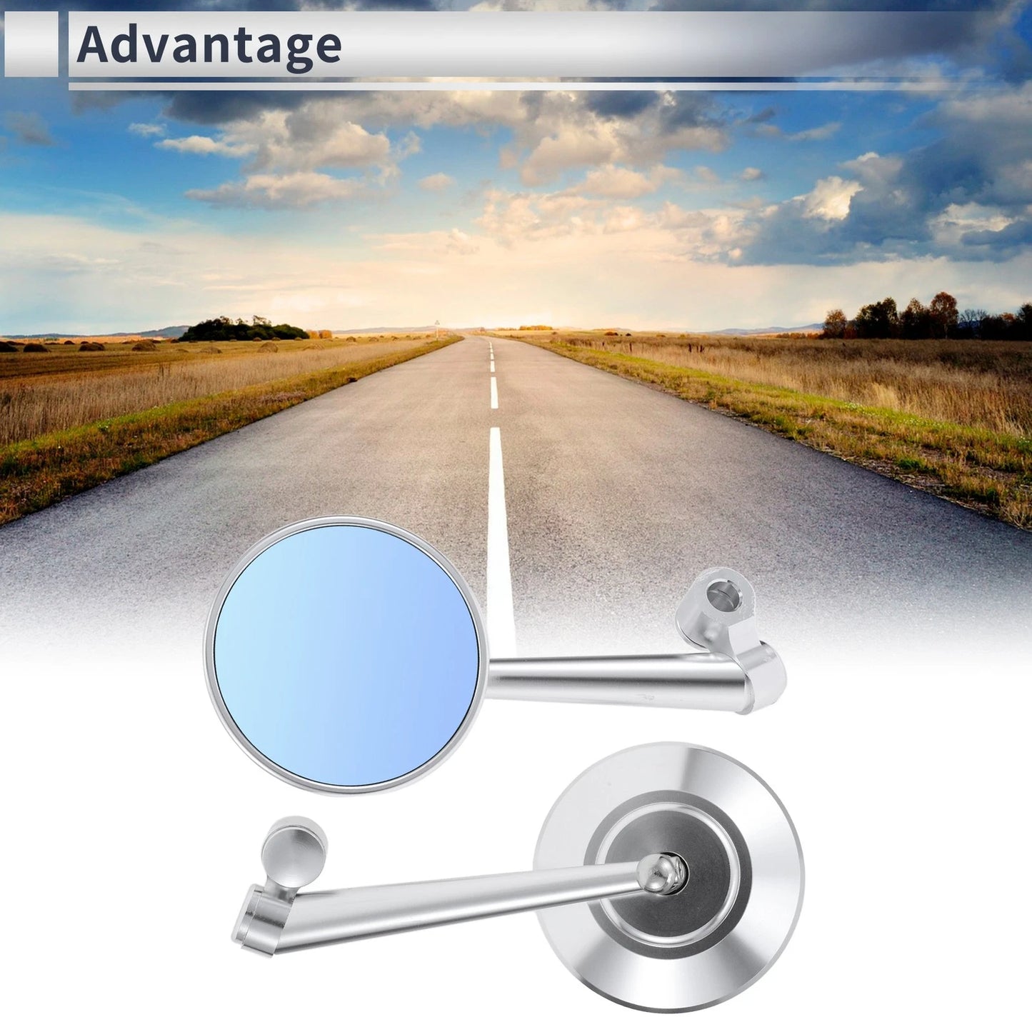 Rear View Mirrors / M8 M10 / Handlebar Mirror Silver Tone Alum Alloy for Bike