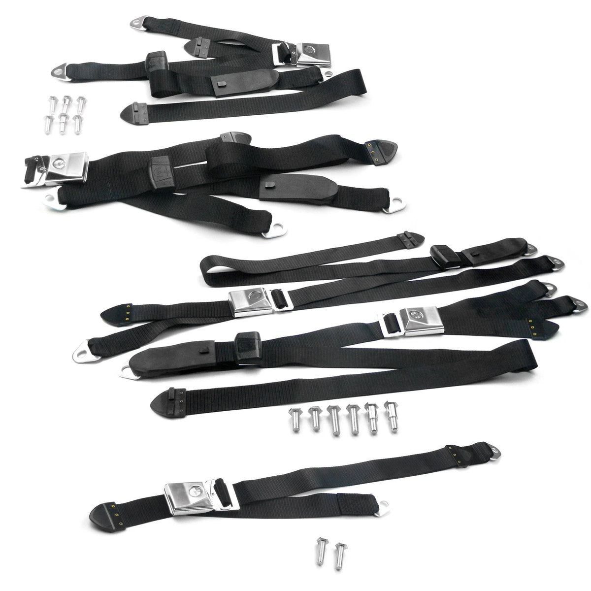 Complete Black Seat Belt Kit for Ford XW XY Falcon (1966-1972)