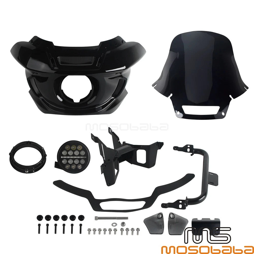 18.4" Headlamp Fairing Windshield w/Bracket for Harley Softail FXLR FXST FXBB (2018)