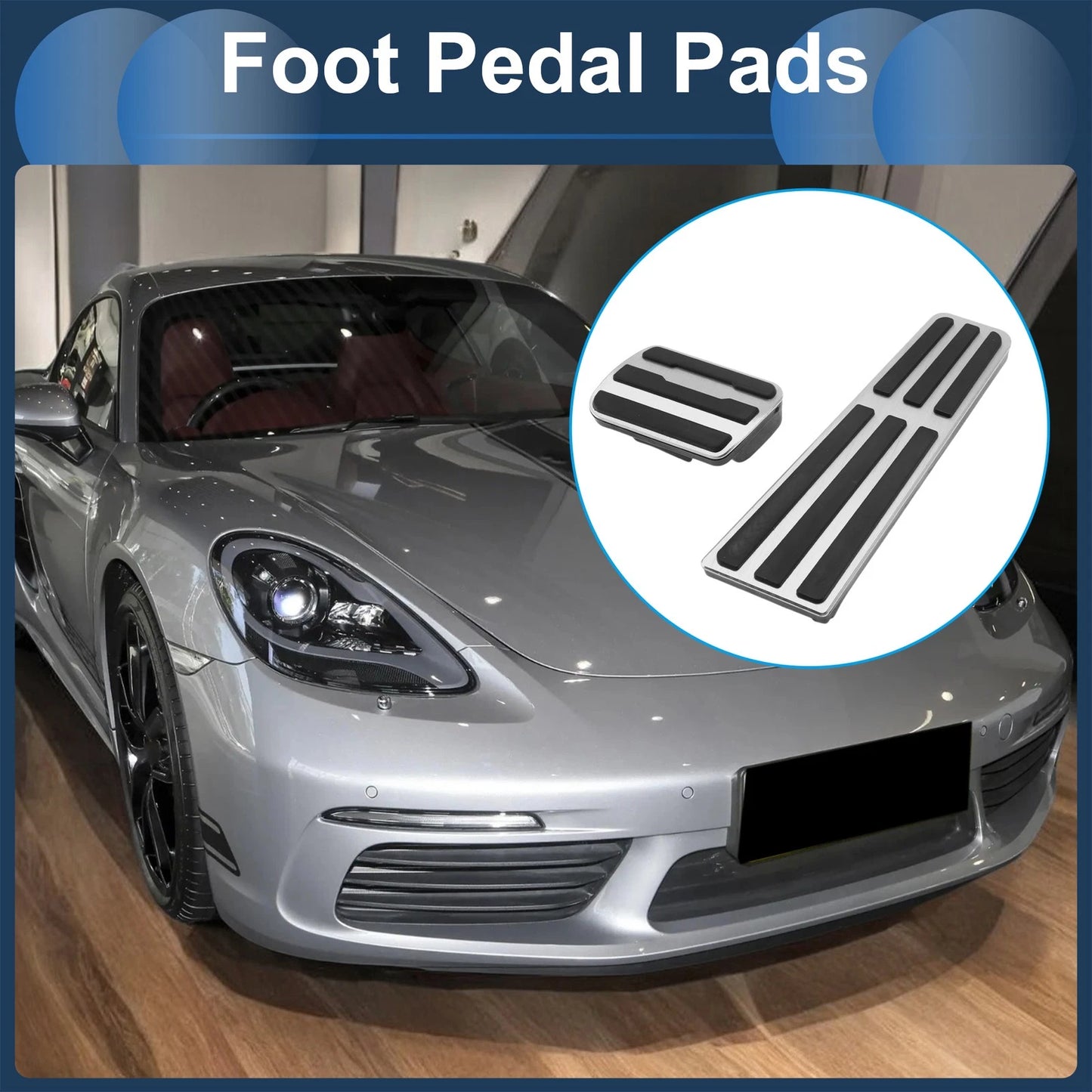 Automatic Pedal Covers for Porsche 718/911 No Mark Silver Tone