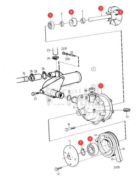 Circulation Pump Repair Kit for Volvo Penta D41/D42/D43/D44 (876794)