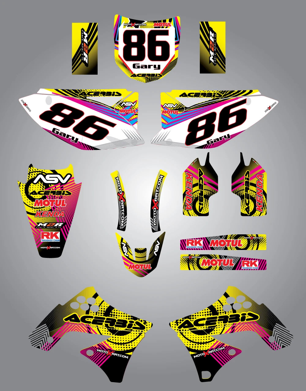 Custom Graphic Kit for Kawasaki KXF 450 (2009-2011) NEON Style Stickers