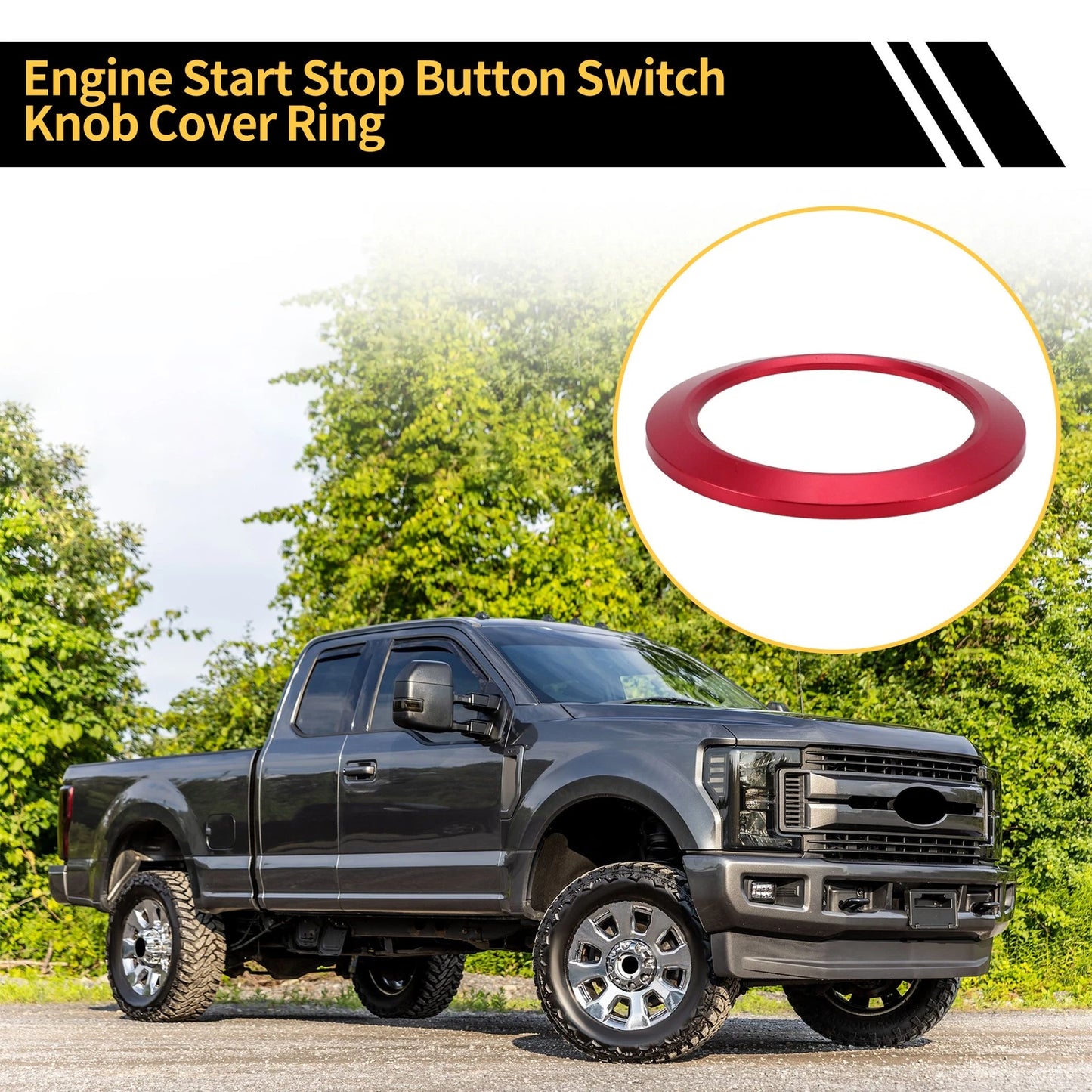 Engine Start Stop Button Cover Ring for Ford F-150 (2016-2021) Red