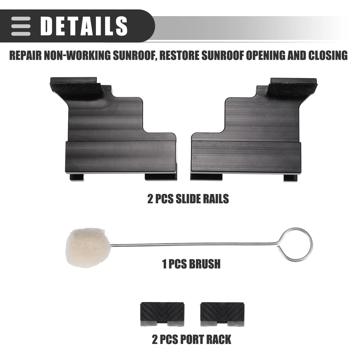Sunroof Track Repair Kit for Ford Edge (2007-2014) Aluminum Alloy Black