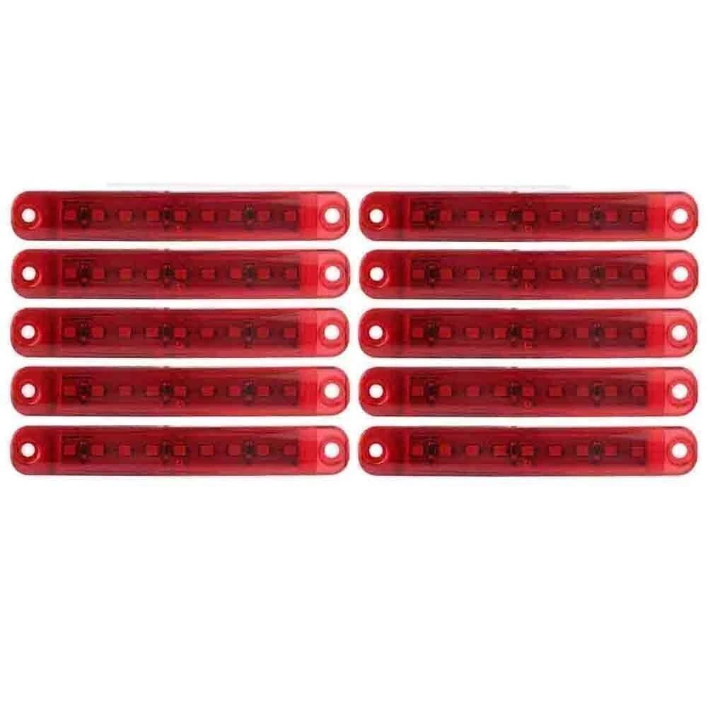 10 x 12V 9 LED Sealed Side Marker Clearance Lights for Auto Truck Trailer Red