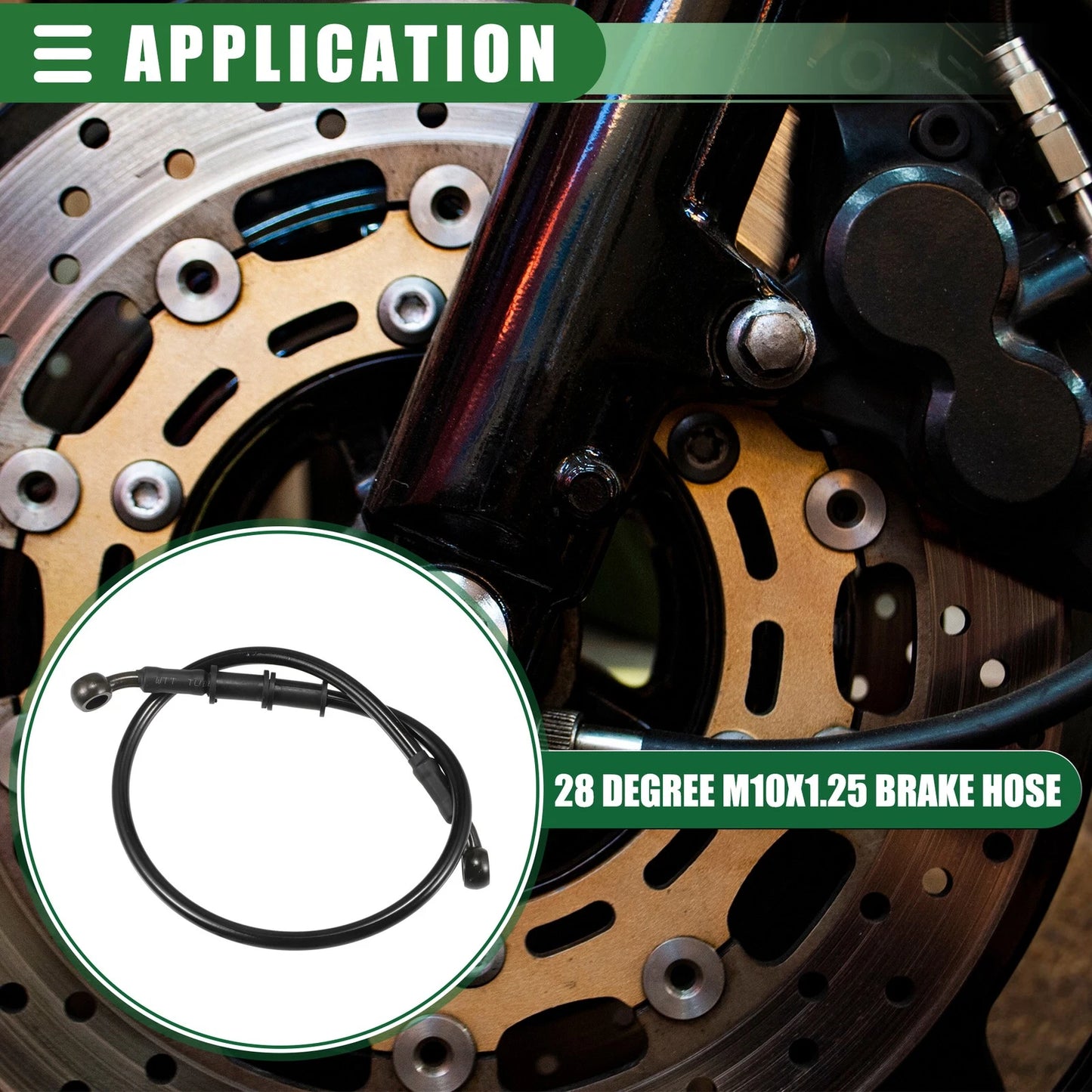 60cm Braided Hydraulic Brake Line Oil Hose Black Army Green for Motorcycle