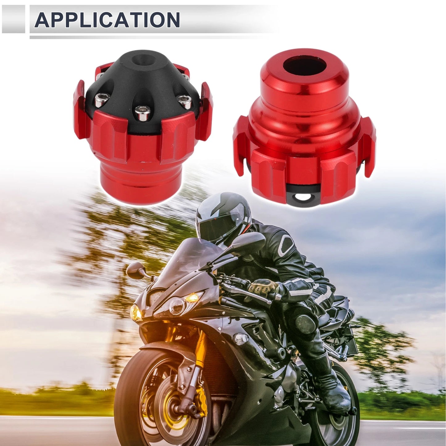 15.6mm Aluminum Alloy Motorcycle Slider Frame 2 x Red for Make Model