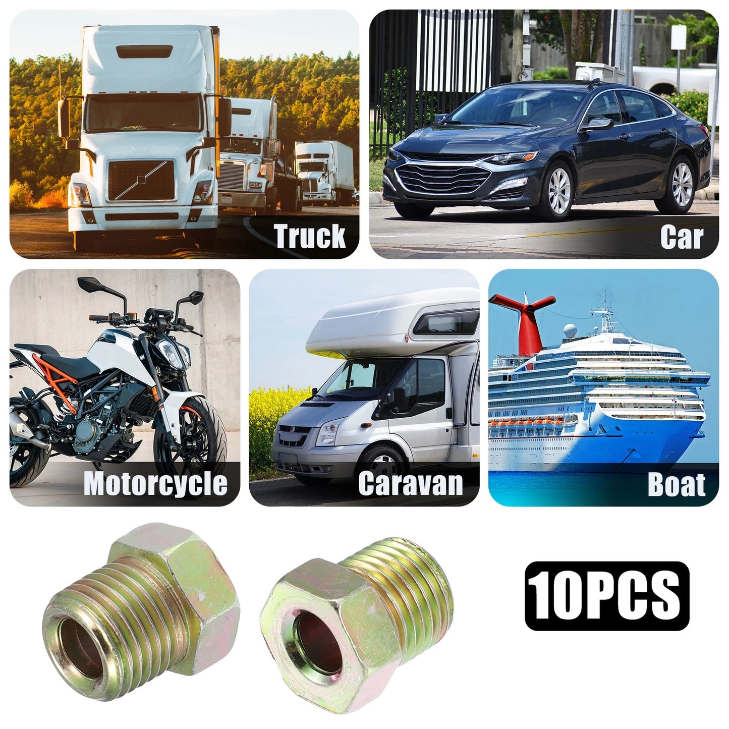 Brake Line Tube Fittings 10pcs 1/2 x 20 UNF for Motorcycle