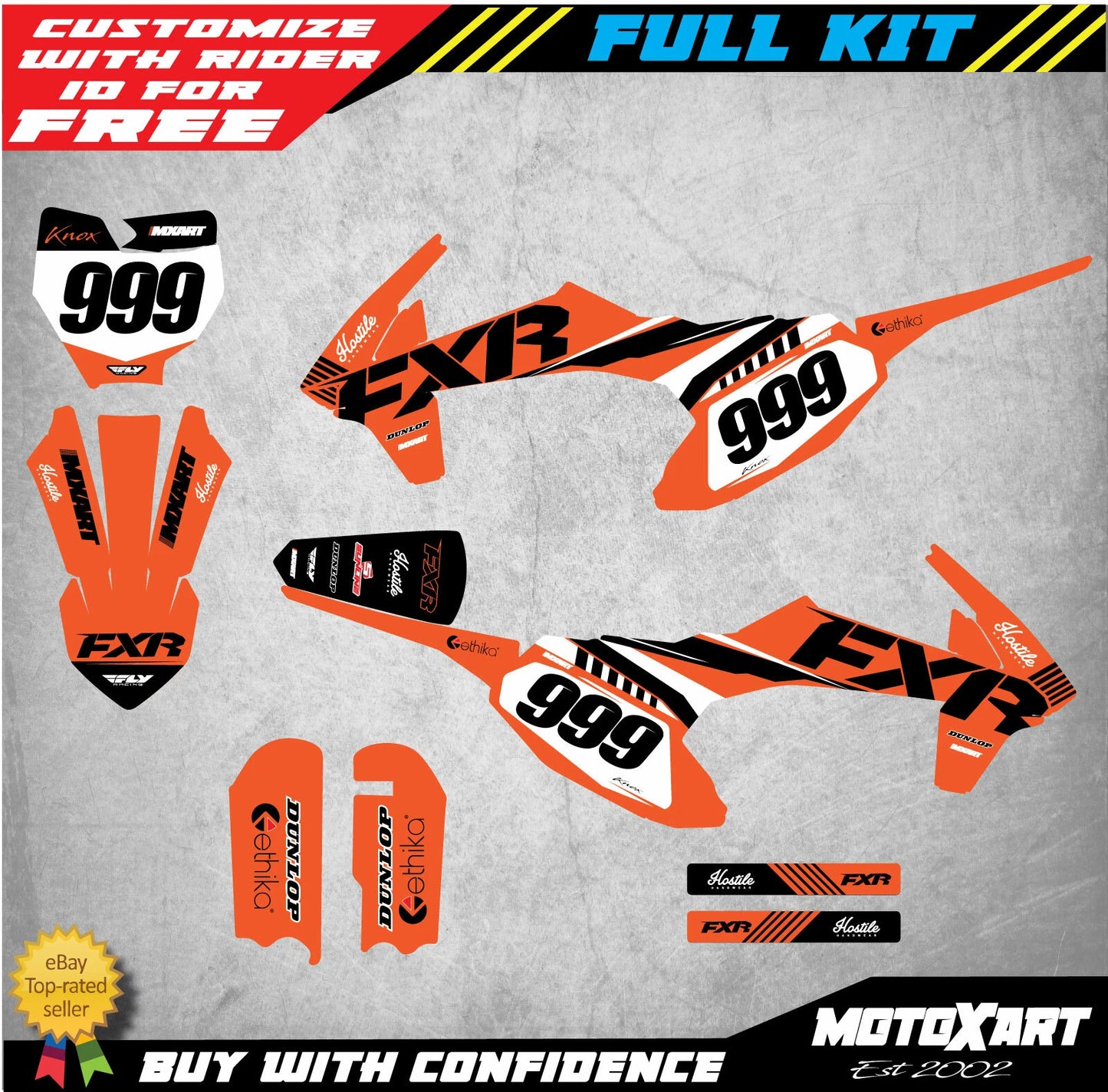 Custom Decal Kit HOSTILE Style Stickers for KTM 50 (2016-2020)