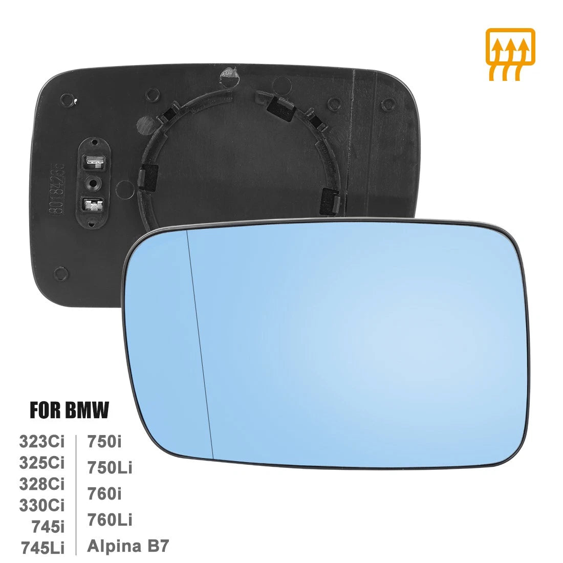 Heated Mirror Glass with Backing Plate Left Side for BMW 325Ci, 760Li