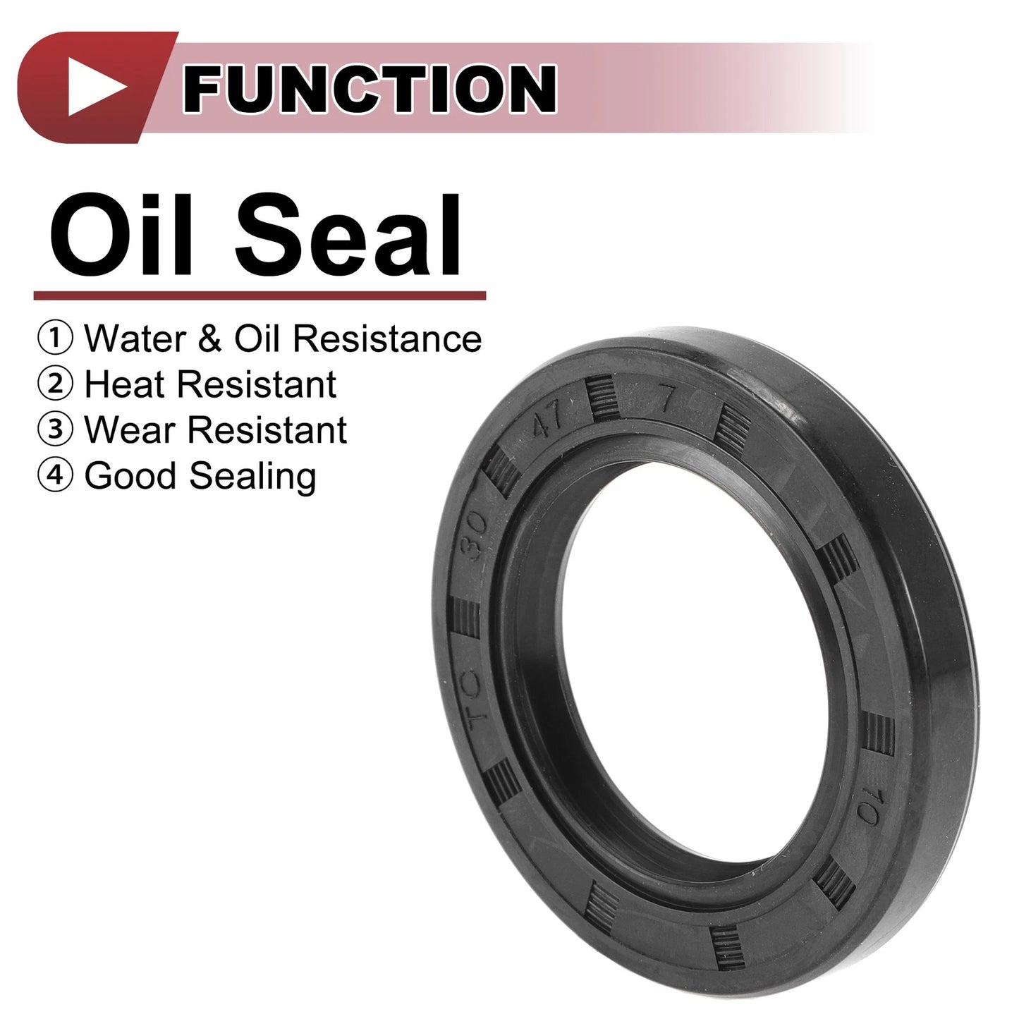Rotary Shaft Seal 30x47x7mm Nitrile 70 Durometer Rubber 5 Pcs