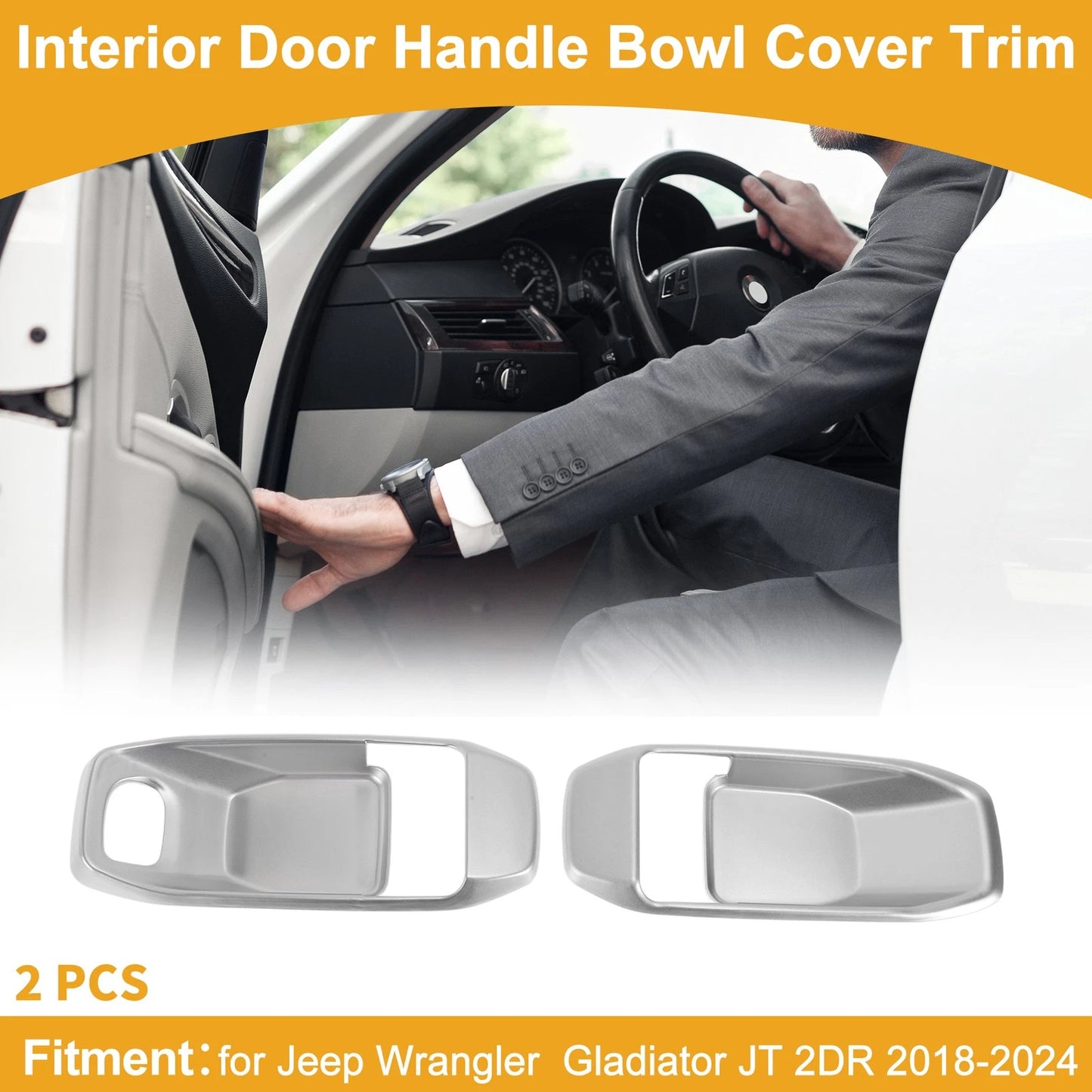 Interior Door Handle Bowl Cover Trim for Jeep Wrangler Gladiator (2018-2024)