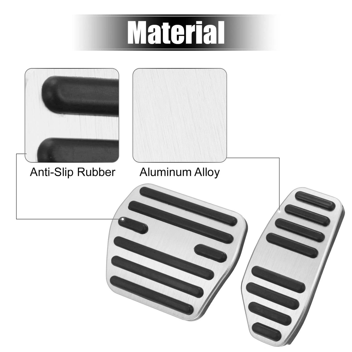 1 x Brake and Gas Accelerator Pedal Covers for Nissan X-Trail Silver Tone