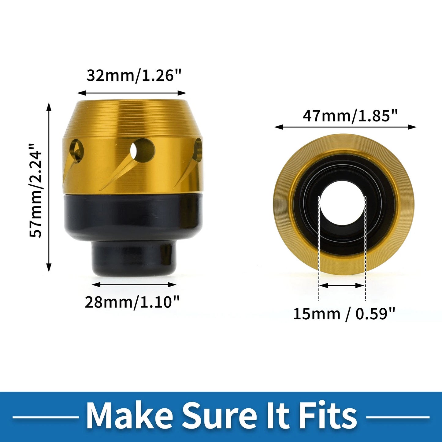Front Fork Frame Sliders / 2 x / Gold Tone for Motorcycle