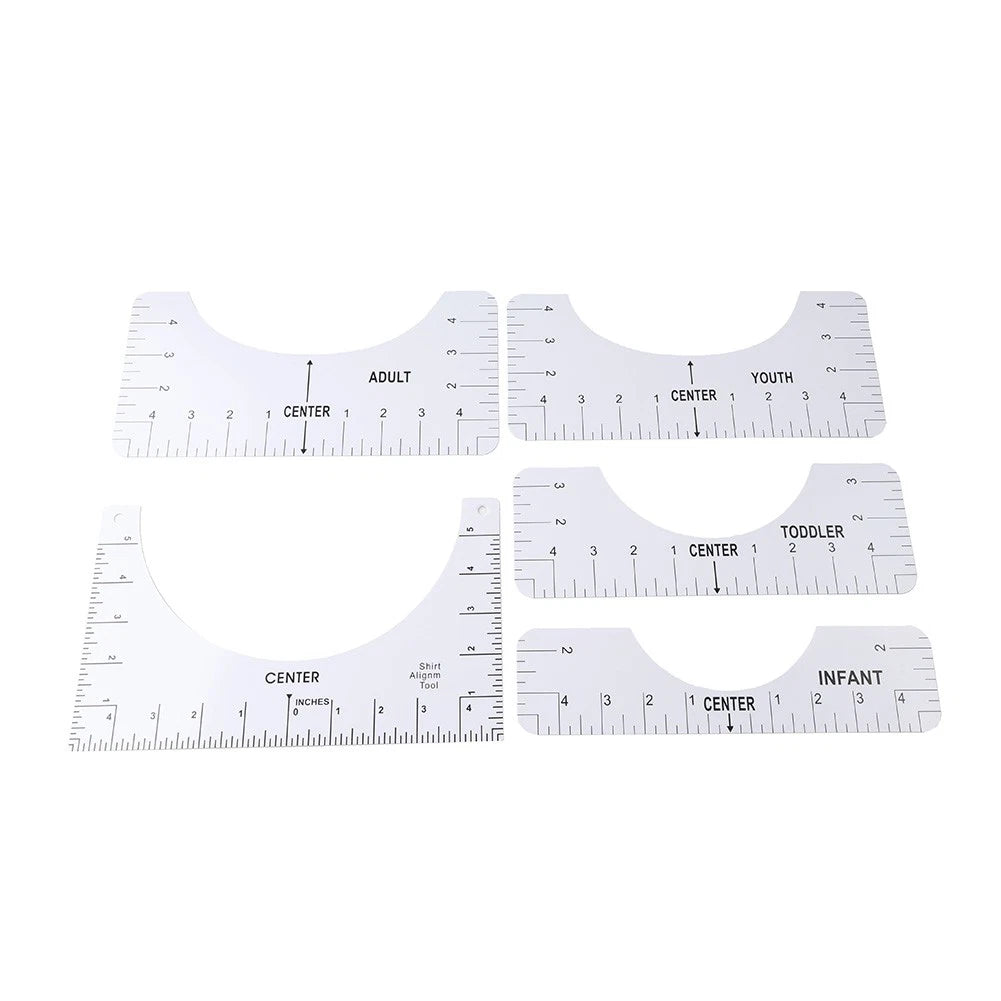 5 x T-Shirt Rulers Guide for Vinyl Alignment Placement