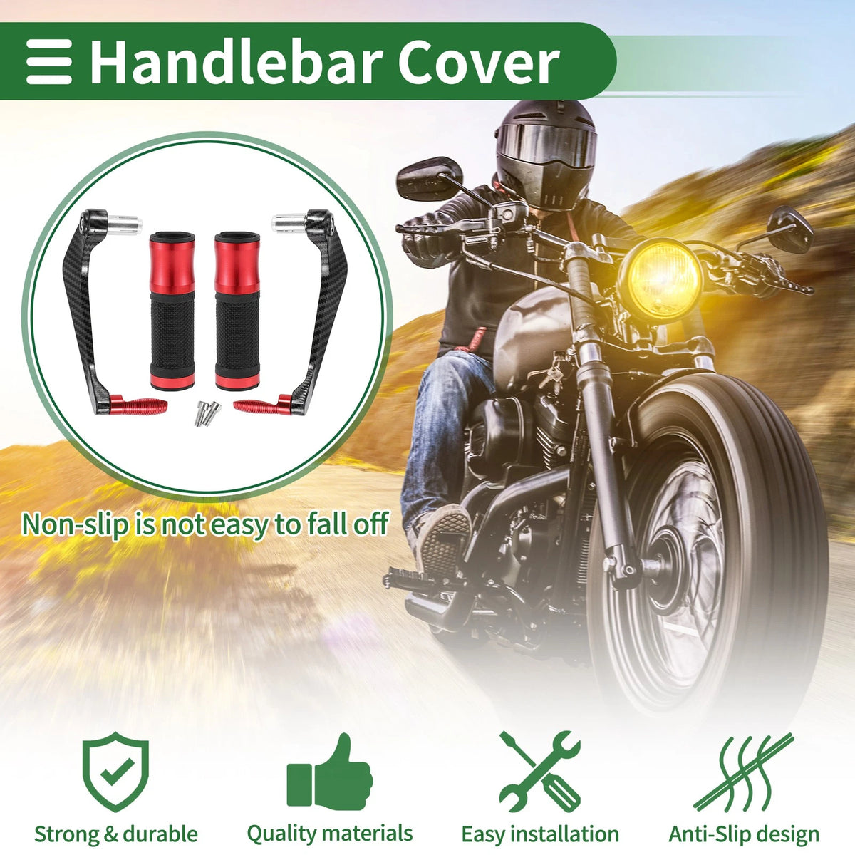 7/8" 22mm Hand Grips Cover Kit Aluminum Alloy Red Rhombus Pattern for Make Model