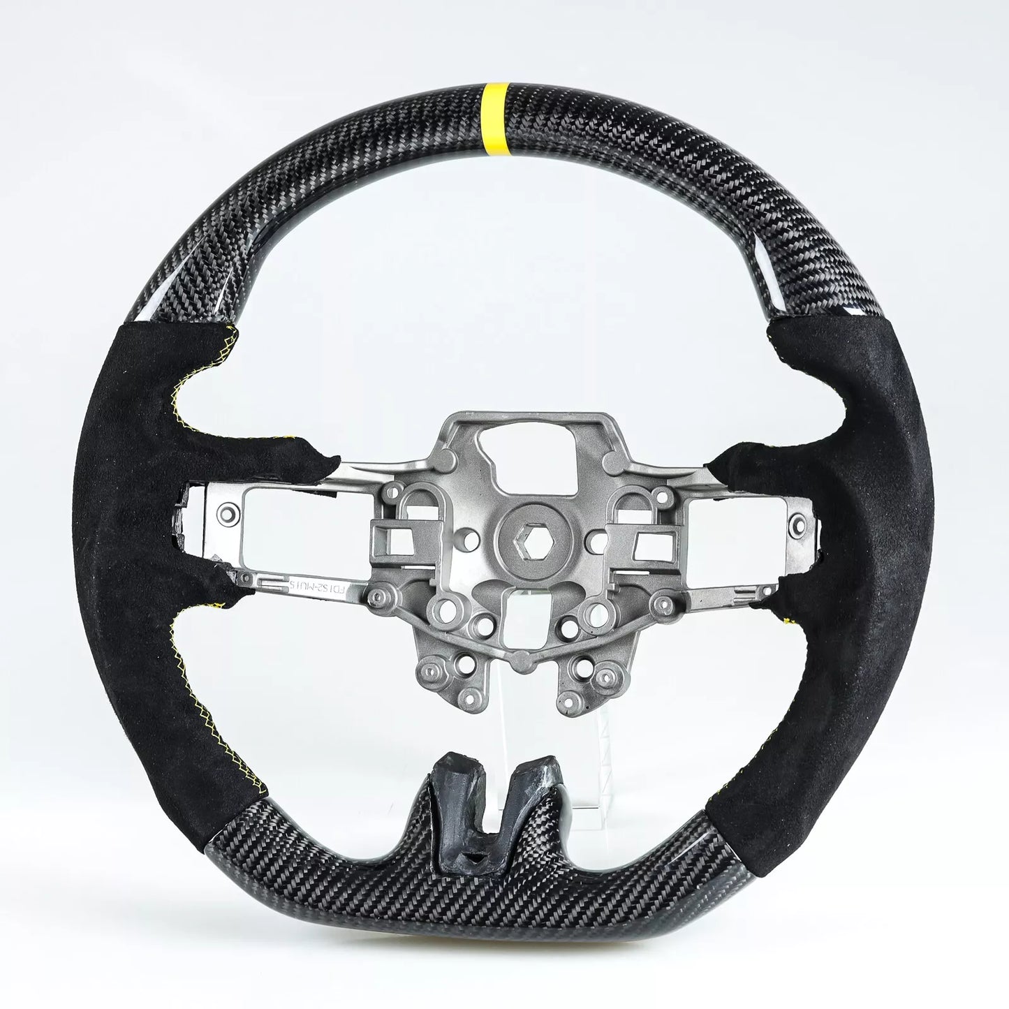 Steering Wheel Carbon Fiber Suede Yellow for Ford Mustang EcoBoost (15-17)