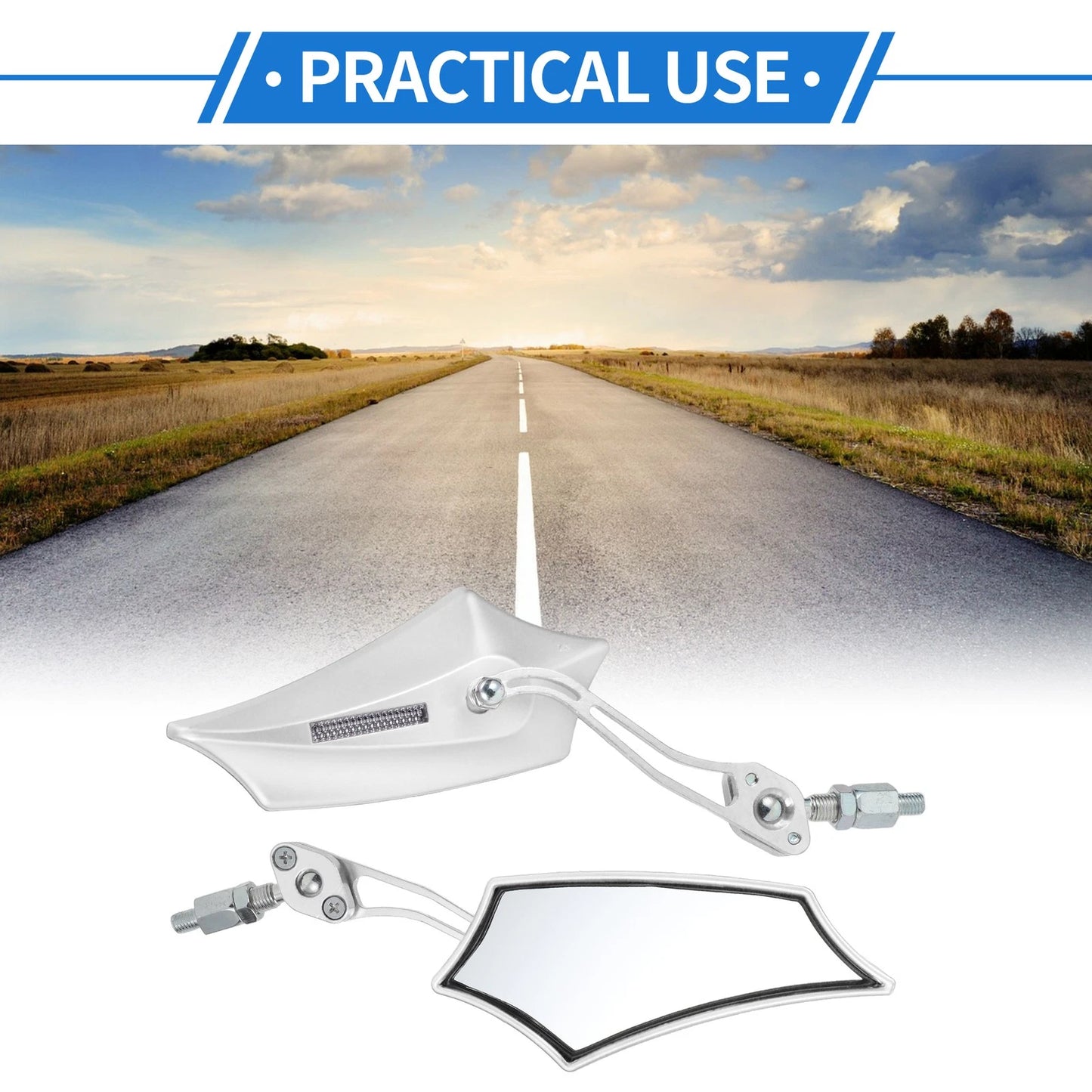 M10 M8 2 x Motorcycle Rear-View Mirrors Prismatic Handlebar White for Motorcycle