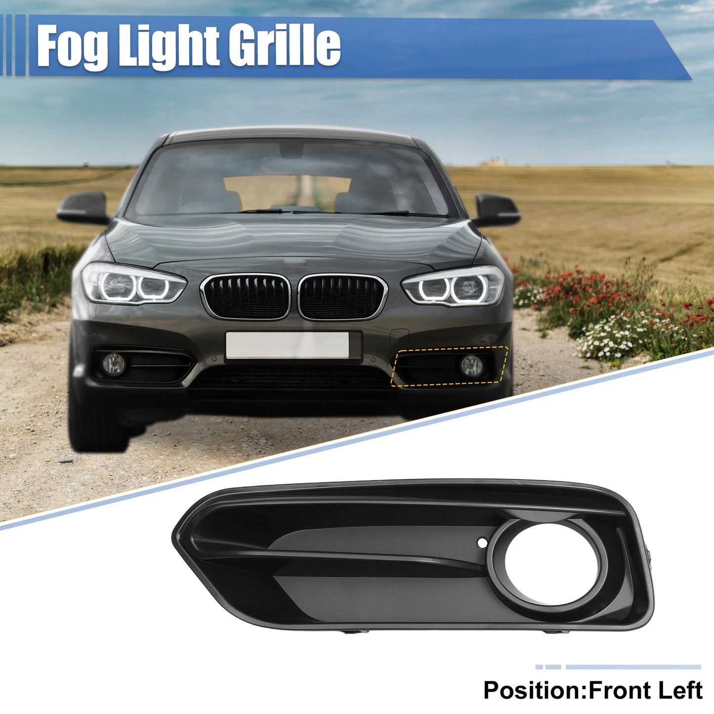 Left Fog Light Mesh Grille for BMW 1 Series F20 F21 Sport (2015-2018)