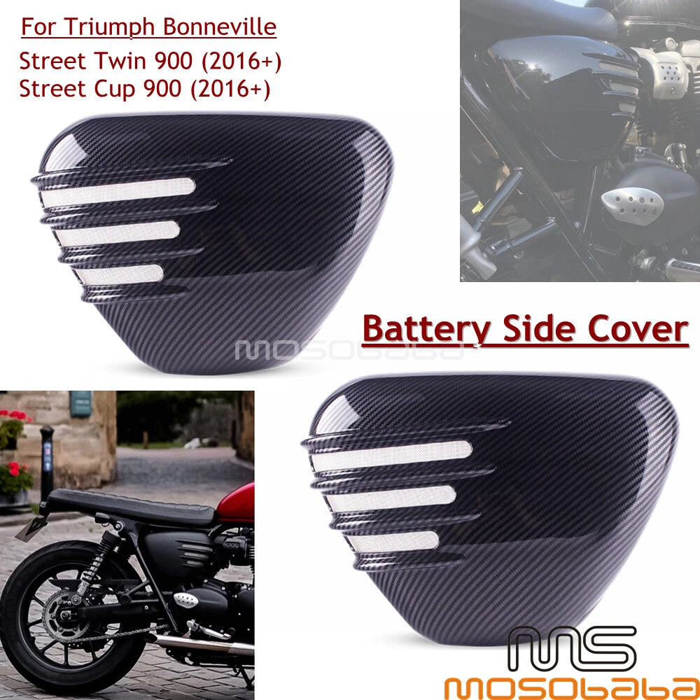 Ribbed Battery Side Panel Covers for Triumph Bonneville Street Twin/Cup 900