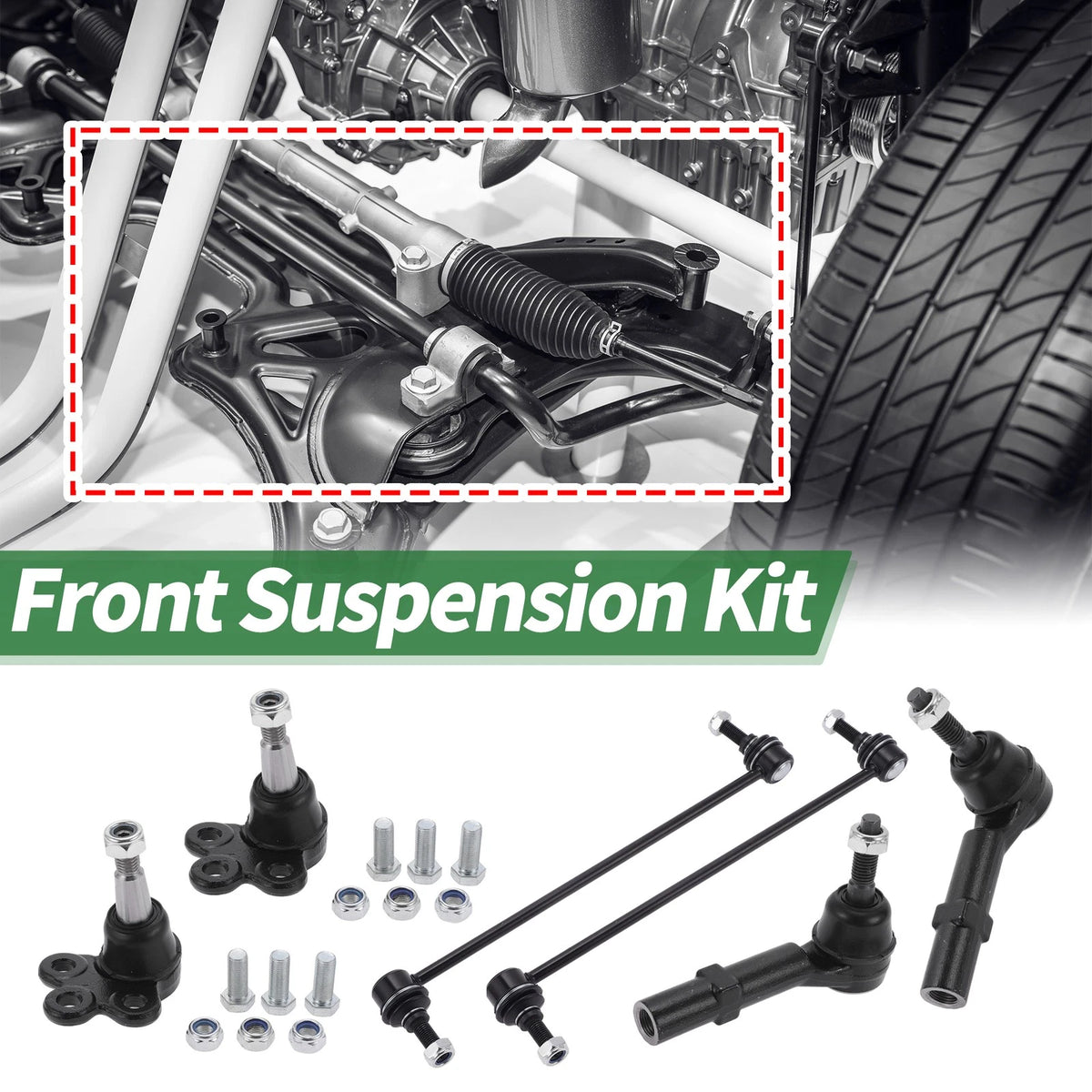 6 x Front Suspension Kit Tie Rod Ends Sway Bar Link Ball Joint for GMC Acadia