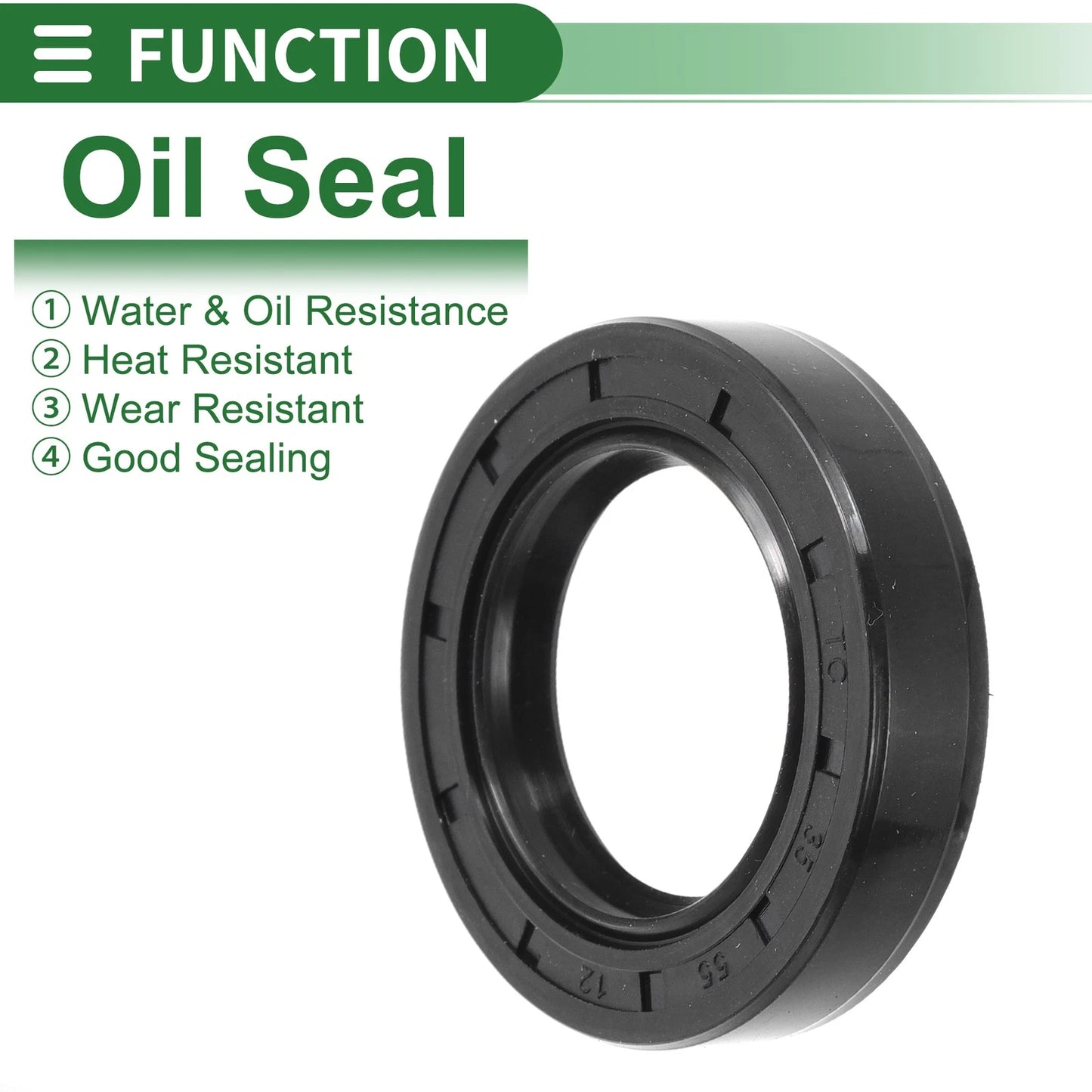 Oil Seal 35x55x12mm Seal Ring Rotary Shaft Seal NBR Rubber Black 5 Pcs