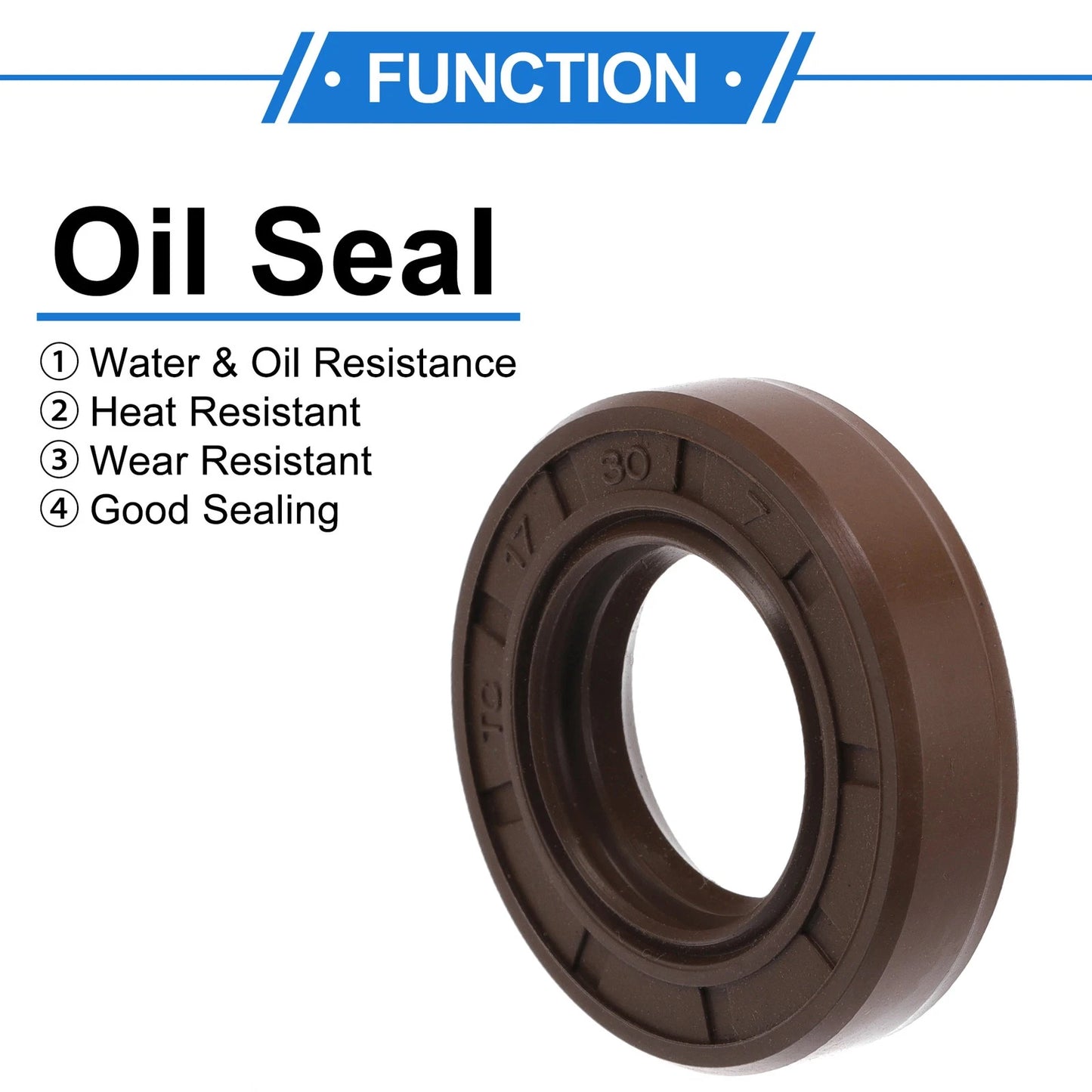 Oil Seal / 2 x 17x30x7mm / FKM Rubber Brown for Make Model