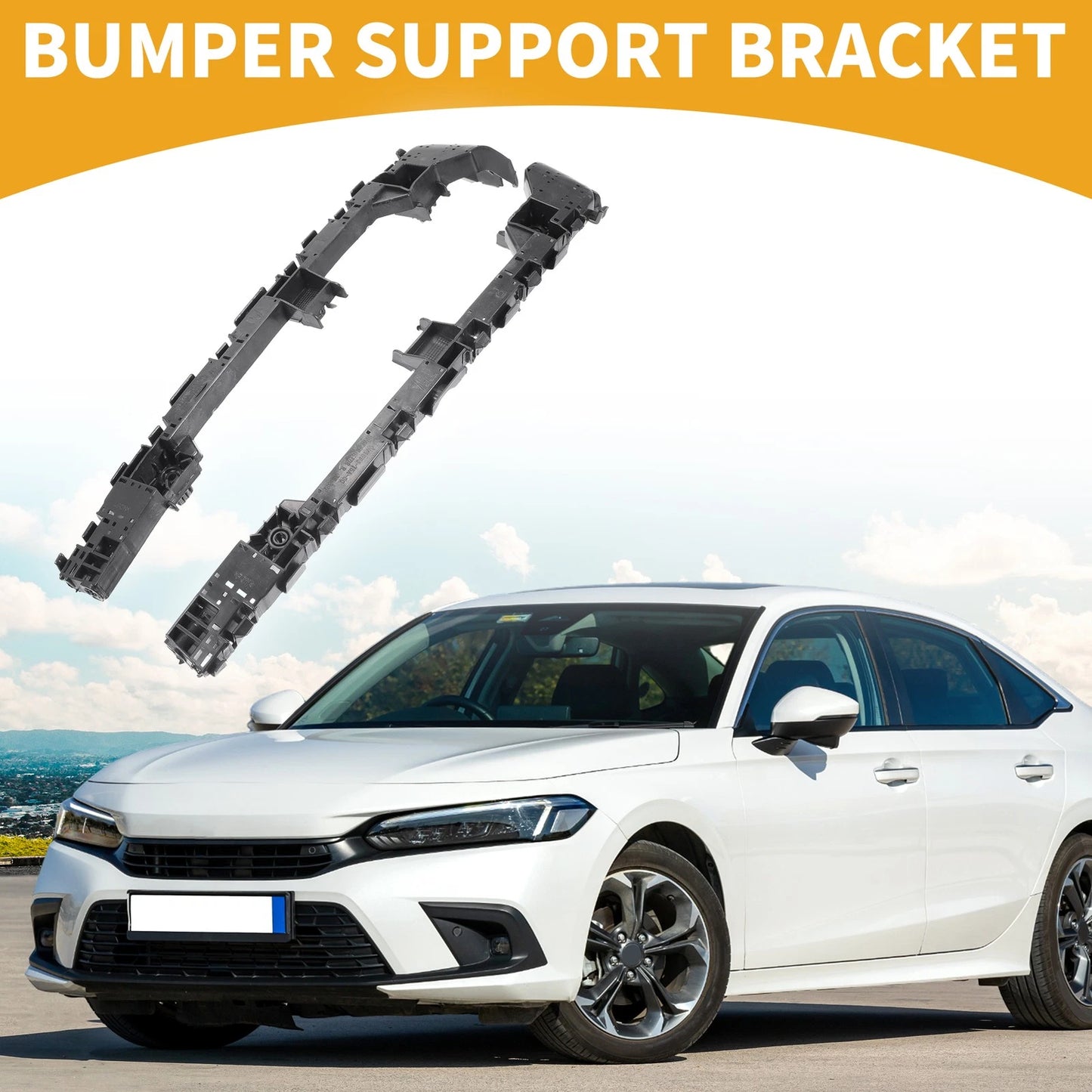 Rear Bumper Support Bracket 1 Pair for Honda Fit (2015-2017) Black ABS