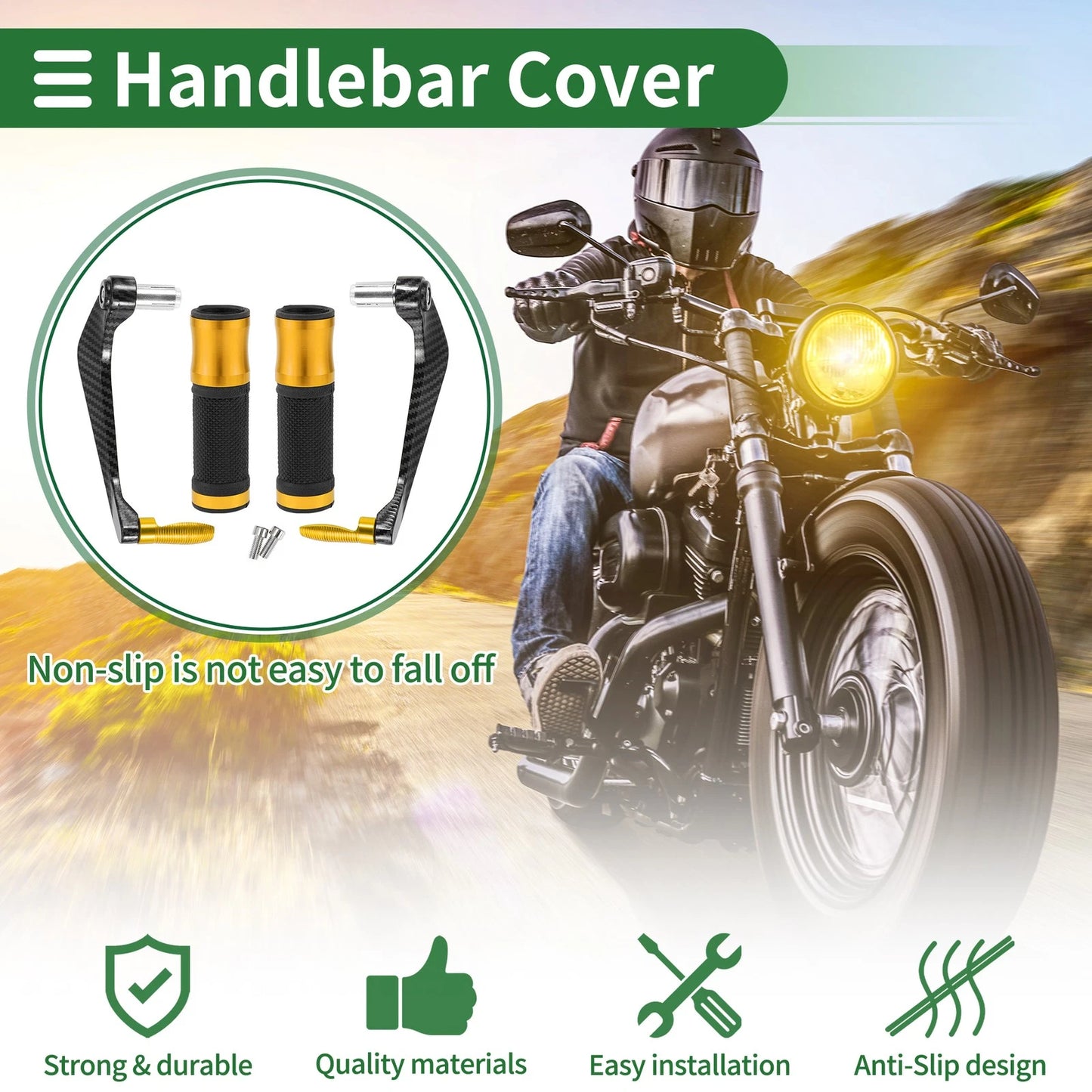 Hand Grips Cover for Motorcycle Diamond Pattern Gold Tone