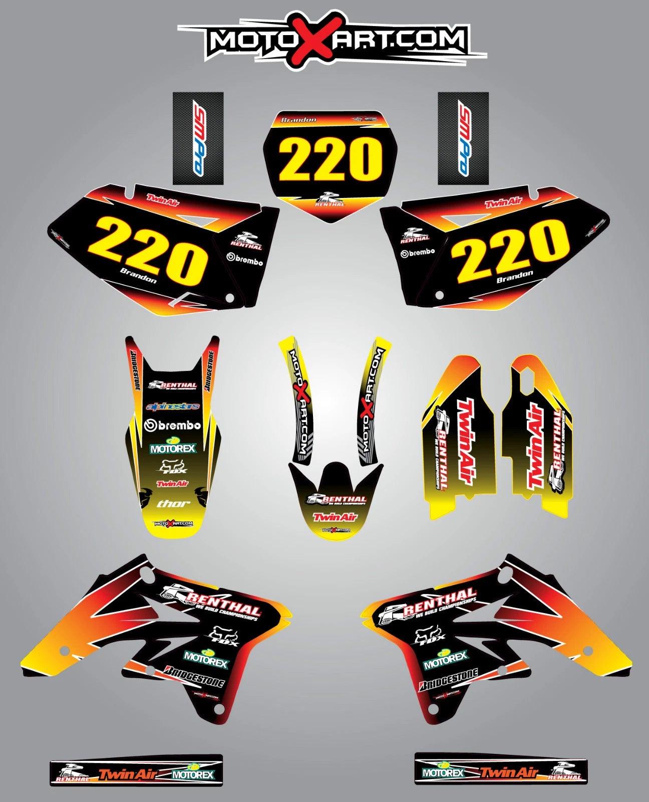 Custom Graphic Kit for Suzuki RMZ 250 (2007-2009) - SUNRISE Style Stickers