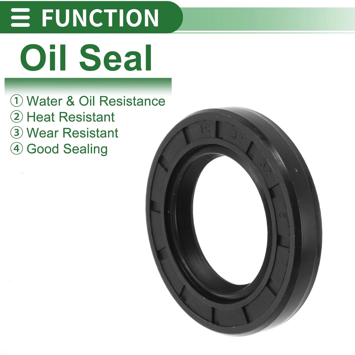 Oil Seal 32x52x8mm Rotary Shaft Seal NBR Rubber Black 5 Pcs
