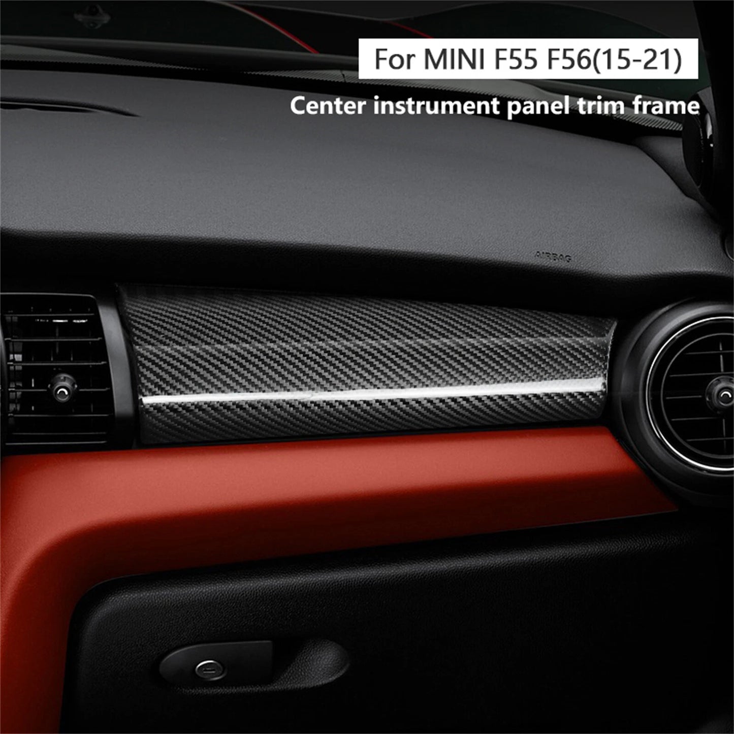 Carbon Fiber Center Instrument Panel Trim Cover for Mini F55 F56 (14-22)
